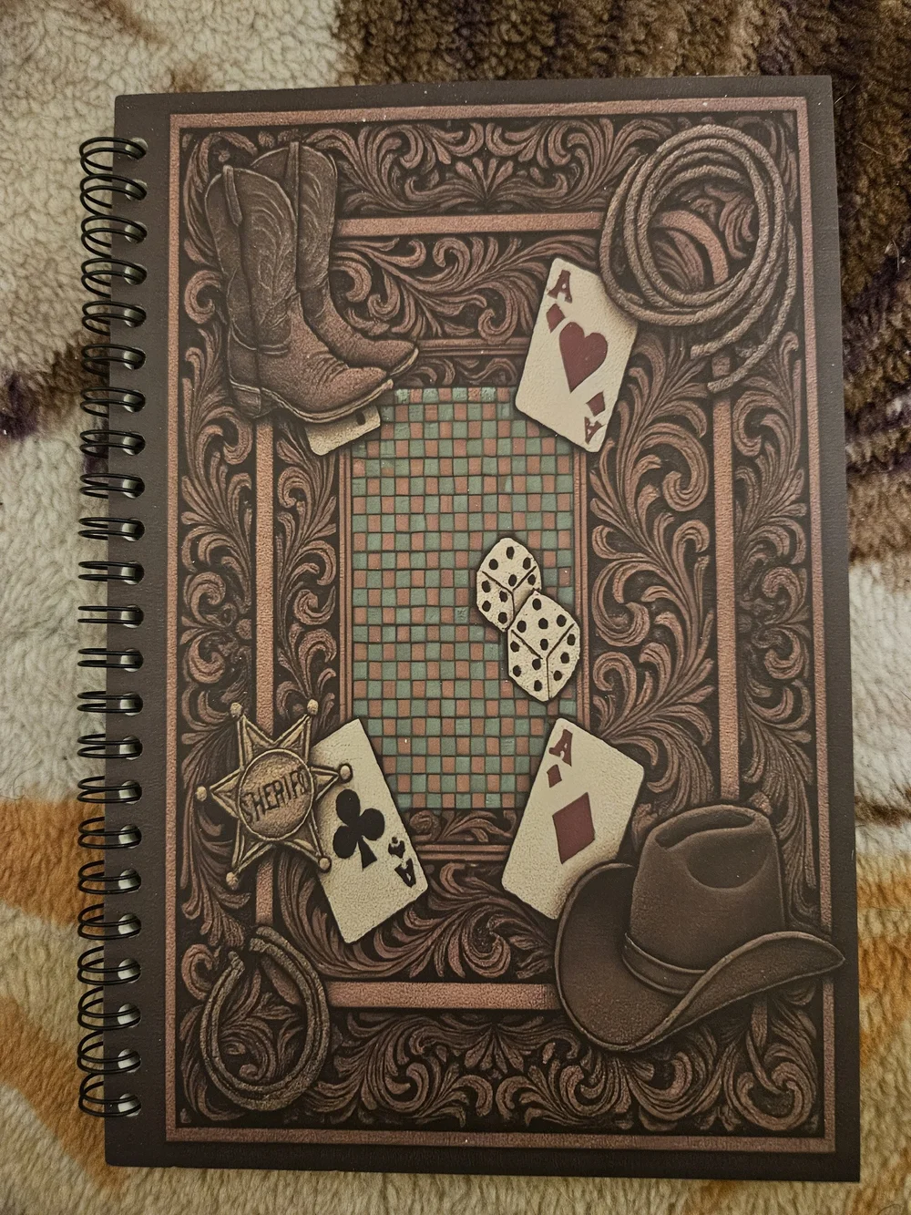 Classic Brown Western Spiral Notebook - Unbranded